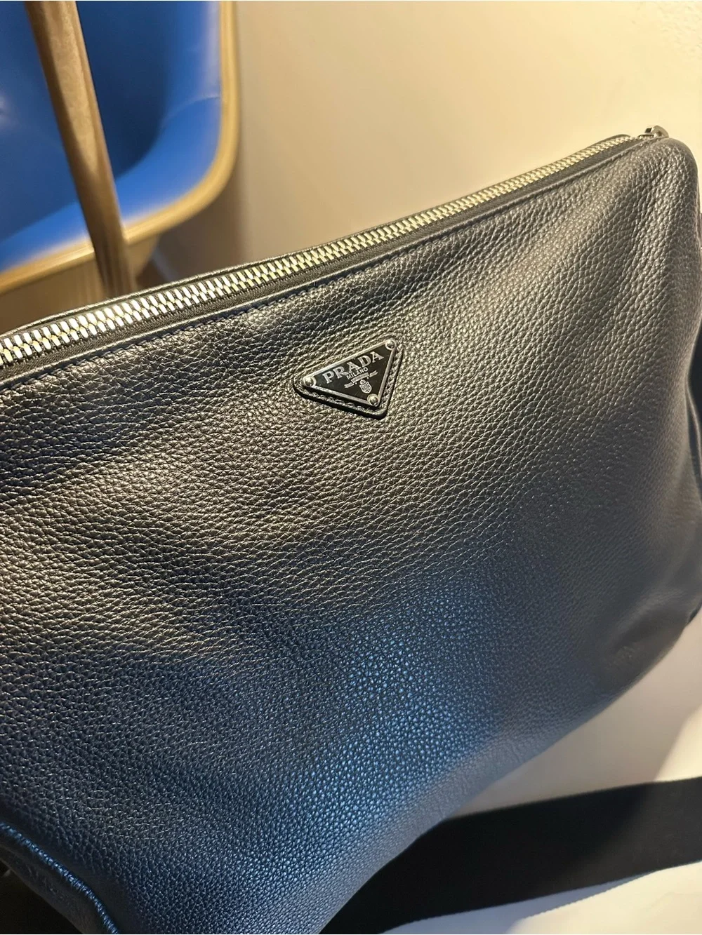 Prada Black Pebbled Leather Crossbody Pouch
